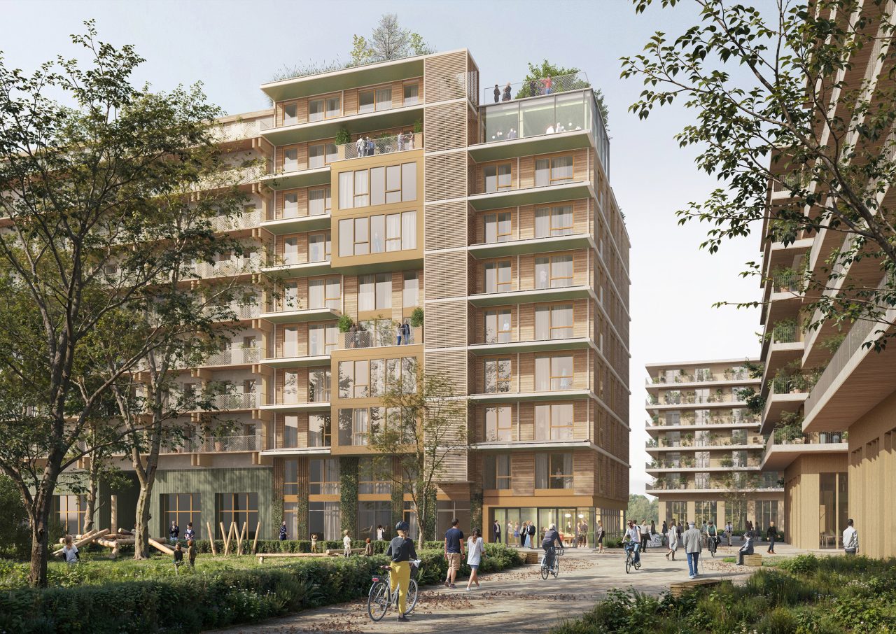 Illustratieve weergave van het woonproject 'De Woonwolk'.